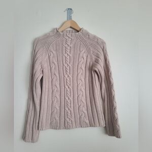 Vintage Cream Chunky Fisherman Sweater – Size L –